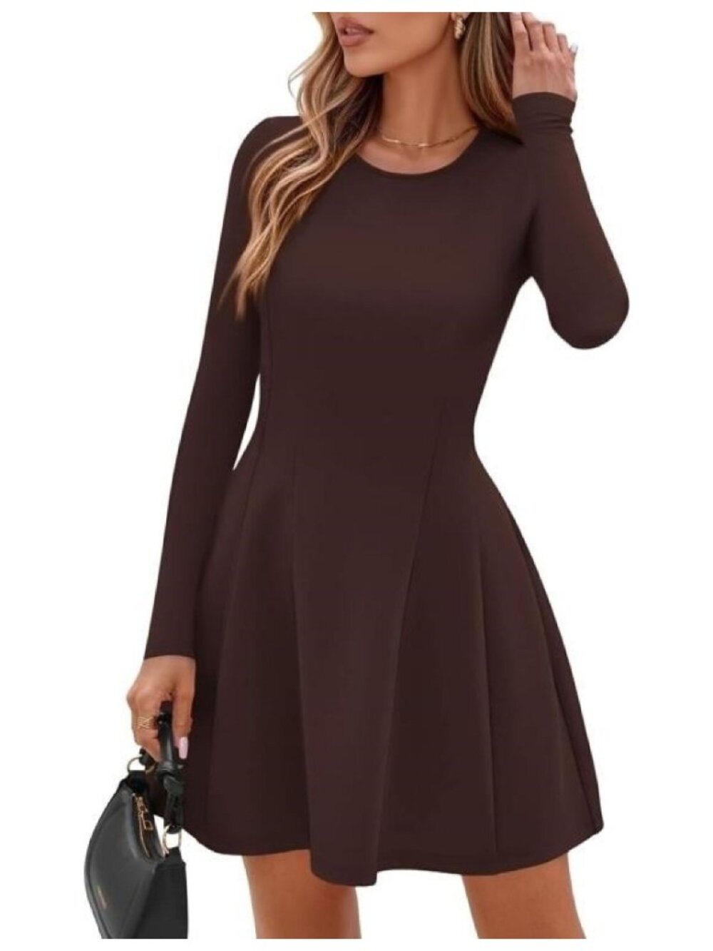 ✨ BTFBM Long Sleeve Fit & Flare Mini Dress – NWT Small Brown